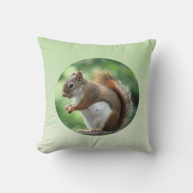 Red Squirrel Throw Pillow (Front)