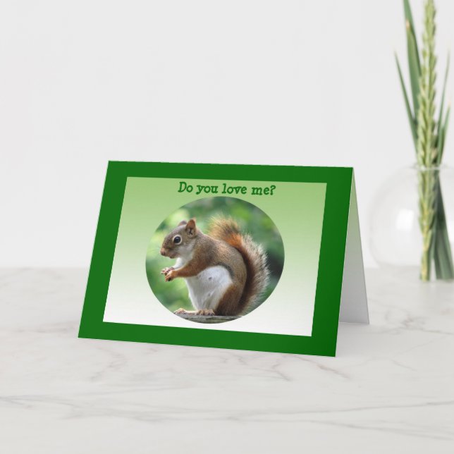 Red Squirrel Valentine Holiday Card (Front)