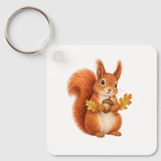 Red Squirrel with an Acorn Keychain (Front)