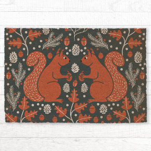 Red Squirrels in the Forest Fiber Doormat