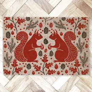 Red Squirrels in the Forest Fiber Doormat