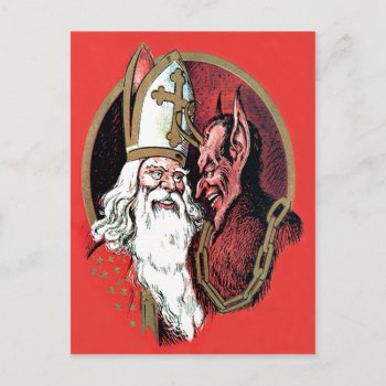 Red St Nicholas Krampus Postcard by kinhinputainwelte at Zazzle