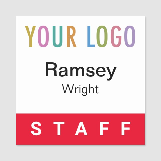 Red Staff Name Tag Company Logo 2x2 Square Pin (Front)