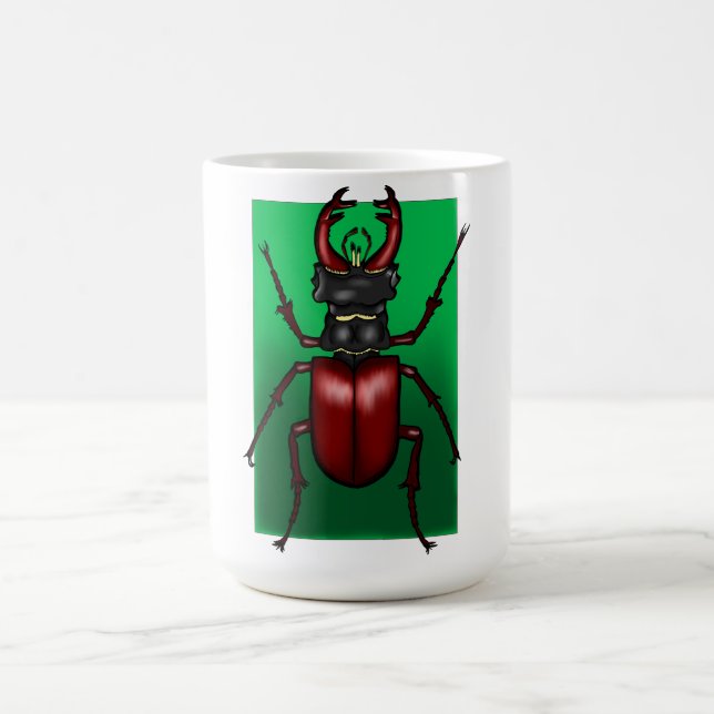 Red Stag Beetle Illustration Coffee Mug (Center)