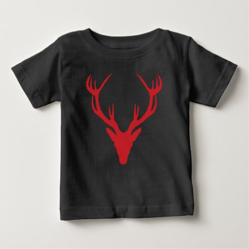 Red Stag Head Christmas or Stag Party Baby T_Shirt