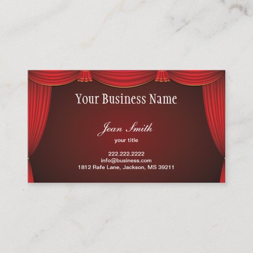 Red Stage Curtain Business Card