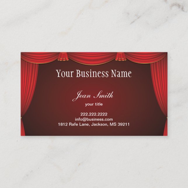 Red Stage Curtain Business Card (Front)