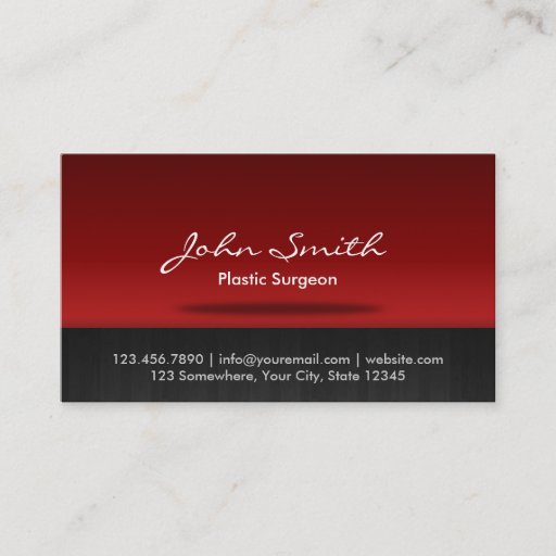 Customizable Red Stage Plastic Surgeon Business Card