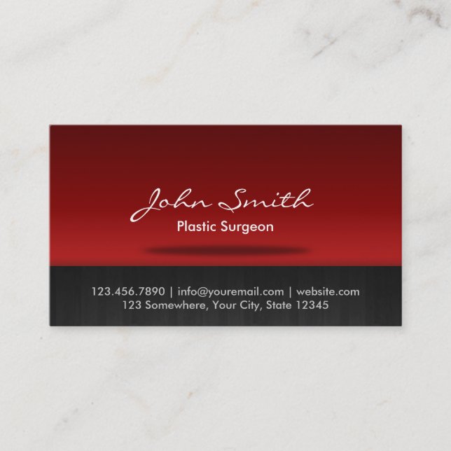 Red Stage Plastic Surgeon Business Card (Front)