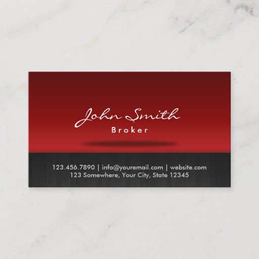 Customizable Red Stage Real Estate Broker Business Card