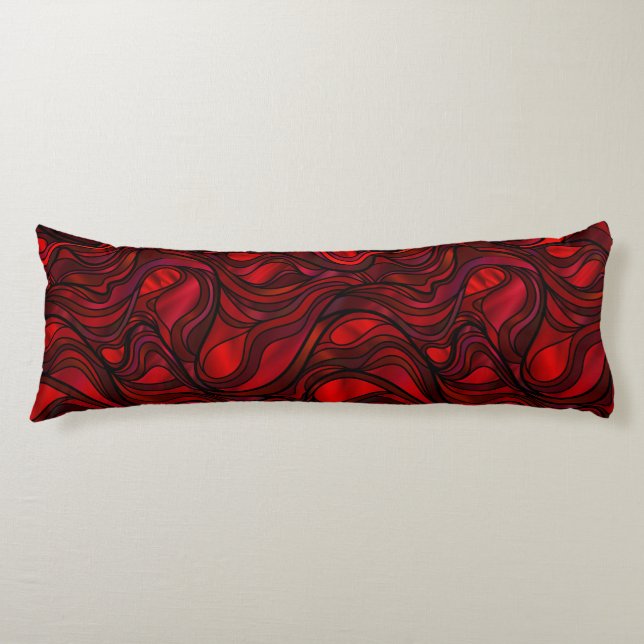Red Stained Glass Abstract Body Pillow (Front)