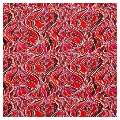 Red Stained Glass Abstract Fabric