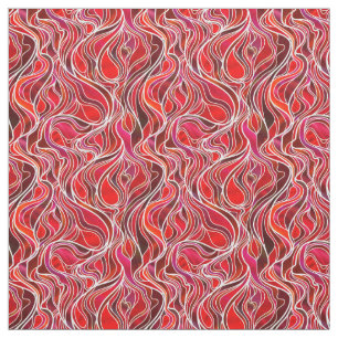 Red Stained Glass Abstract Fabric