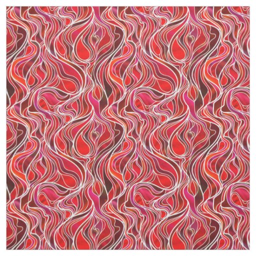 Red Stained Glass Abstract Fabric
