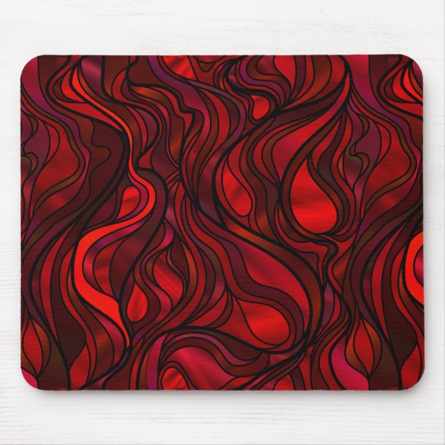 Red Stained Glass Abstract Mouse Pad (Front)