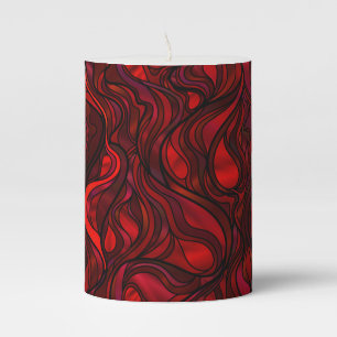Red Stained Glass Abstract Pillar Candle