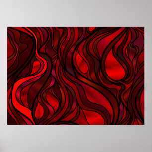 Red Stained Glass Abstract Poster