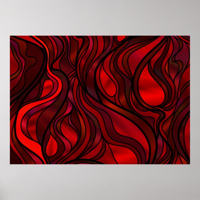 Red Stained Glass Abstract Poster (Front)