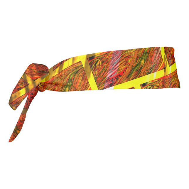 Red stained, scratched, gold grid or brick effect? tie headband (Rotate 270)