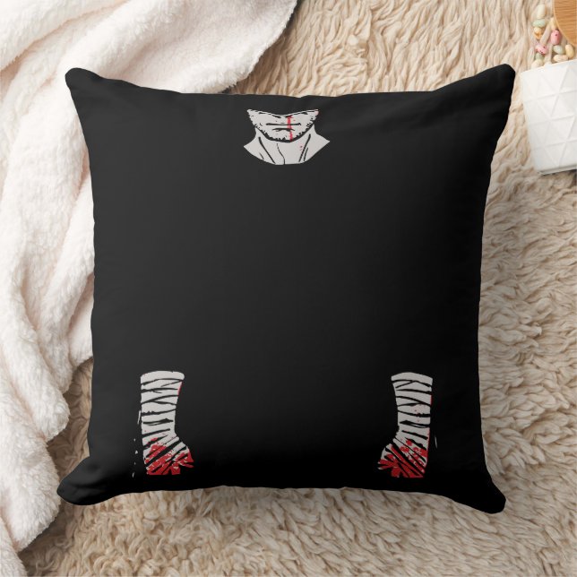 Red-Stained Warrior of Shadows Throw Pillow (Blanket)