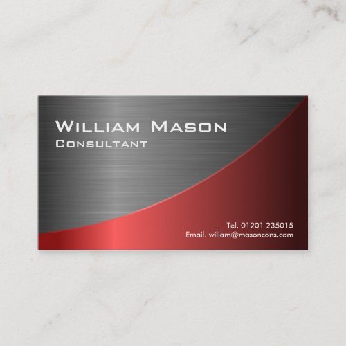 Red Stainless Steel Curved, Business Card