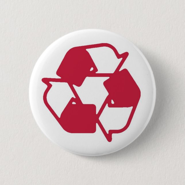 Red Stamped recycle logo Button (Front)