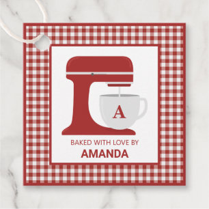 Red Stand Mixer Baking Monogram Favor Tags