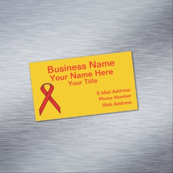 Red Standard Ribbon By Kenneth Yoncich Magnetic Business Card by KennethYoncich at Zazzle