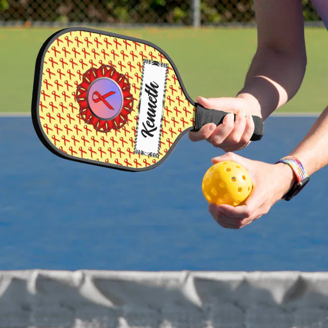 Red Standard Ribbon by Kenneth Yoncich Pickleball Paddle (Insitu)