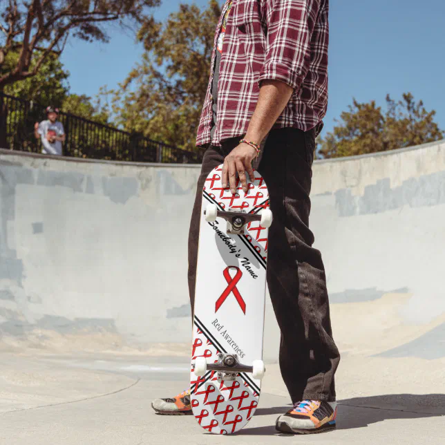 Red Standard Ribbon by Kenneth Yoncich Skateboard Deck (Outdoor 2)