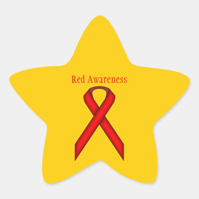 Red Standard Ribbon by Kenneth Yoncich Star Sticker (Front)