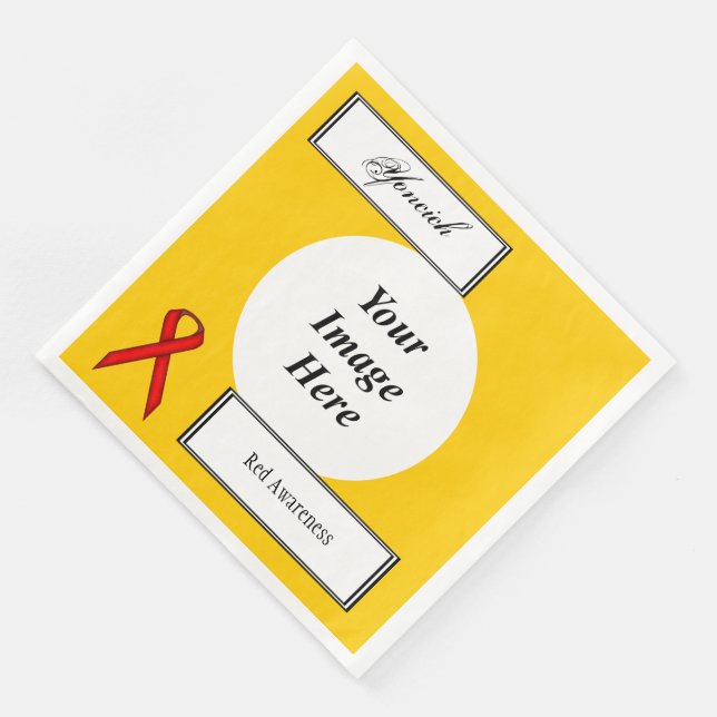 Red Standard Ribbon Template by Kenneth Yoncich Paper Dinner Napkins (Corner)