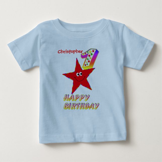 Red Star 1st Birthday Shirt (Front)