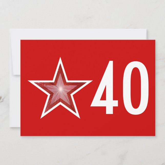 Red Star '40' anniversary invitation red (Front)
