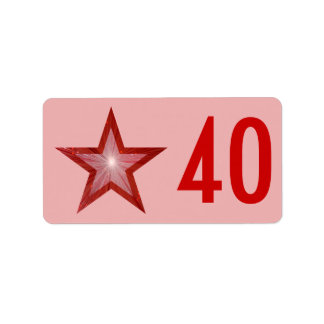Red Star '50' label medium pink
