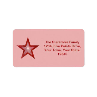Red Star address label medium pink
