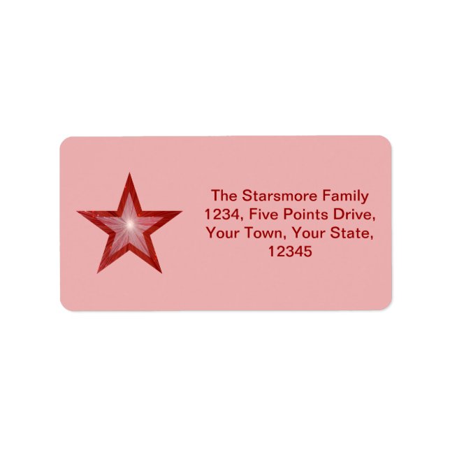 Red Star address label medium pink (Front)