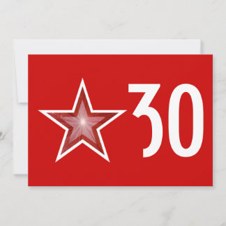 Red Star 'Age' birthday invitation red