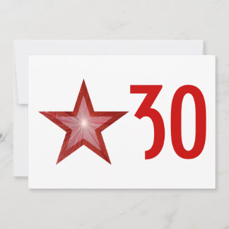 Red Star 'Age' birthday invitation white