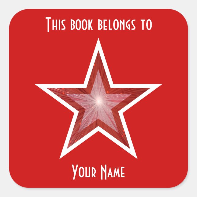 Red Star bookplate sticker red (Front)