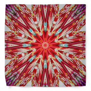 Red Star Burst Effect Mandala Design Bandana