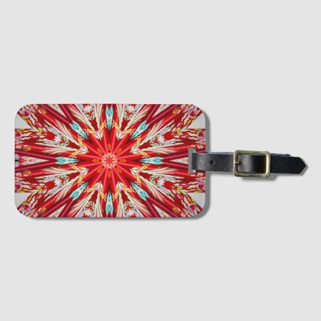 Red Star Burst Effect Mandala Luggage Tag (Front Horizontal)