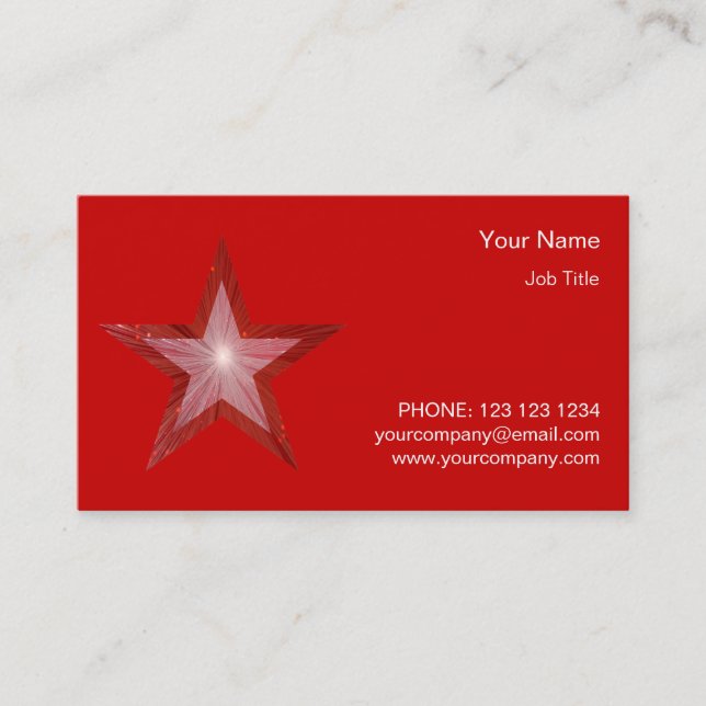 Red Star business card template side star red (Front)