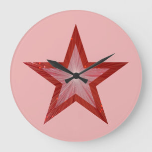 Red Star clock round pink