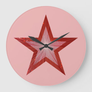 Red Star clock round pink