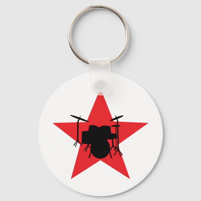 red star drum drummer keychain (Front)