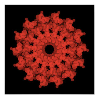 Red star explosion in black sky poster