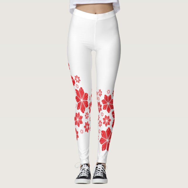 Red Star Flower Leggings (Front)
