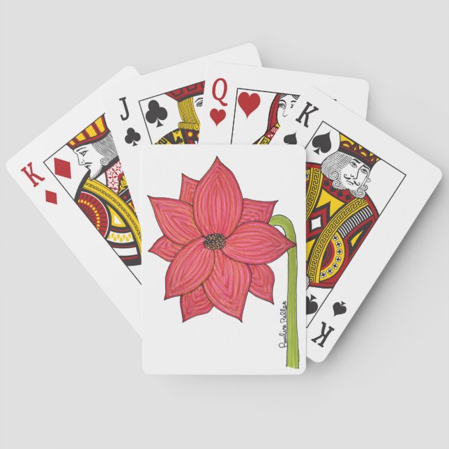 Red Star Flower Poker Cards (Back)
