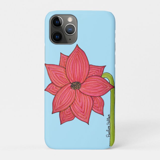 Red Star Flower with Blue background Case-Mate iPhone Case (Back)